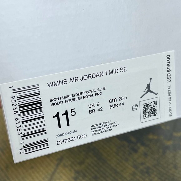 Air Jordan 1 Mid SE Iron Purple DH7821-500 WMNS Georgetown Dallas Cowboys - Picture 8 of 9